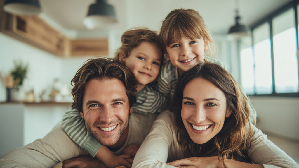 節約生活を楽しむ家族の様子