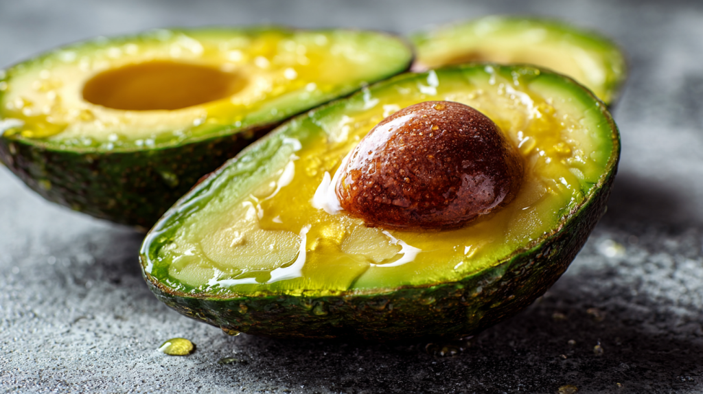 オリーブオイルを塗ったアボカドの切り口