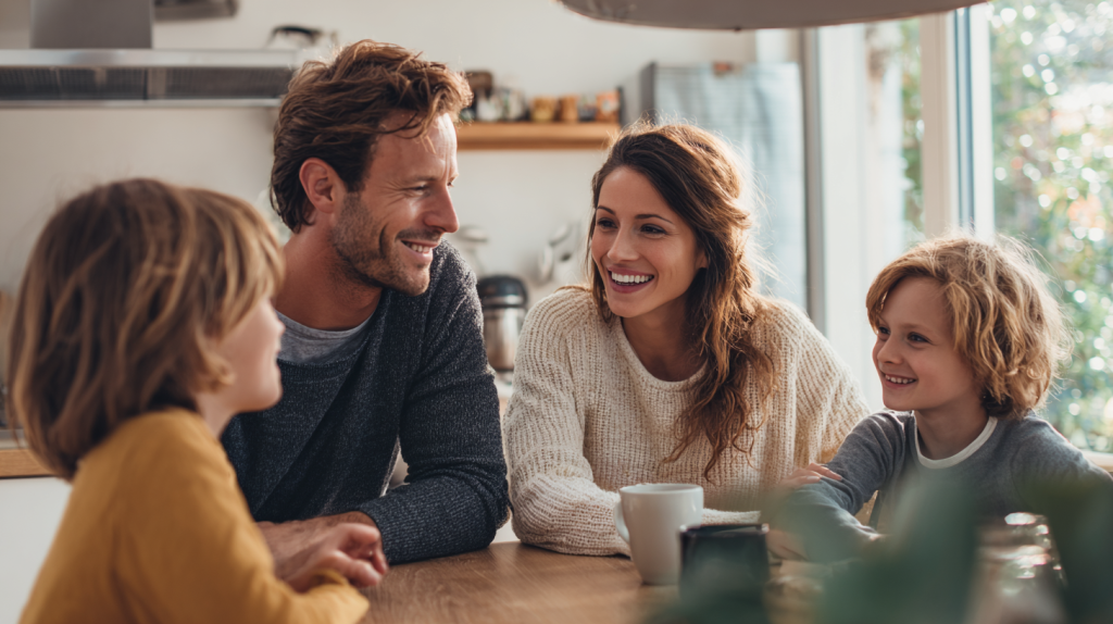 家族で節約を話し合う様子