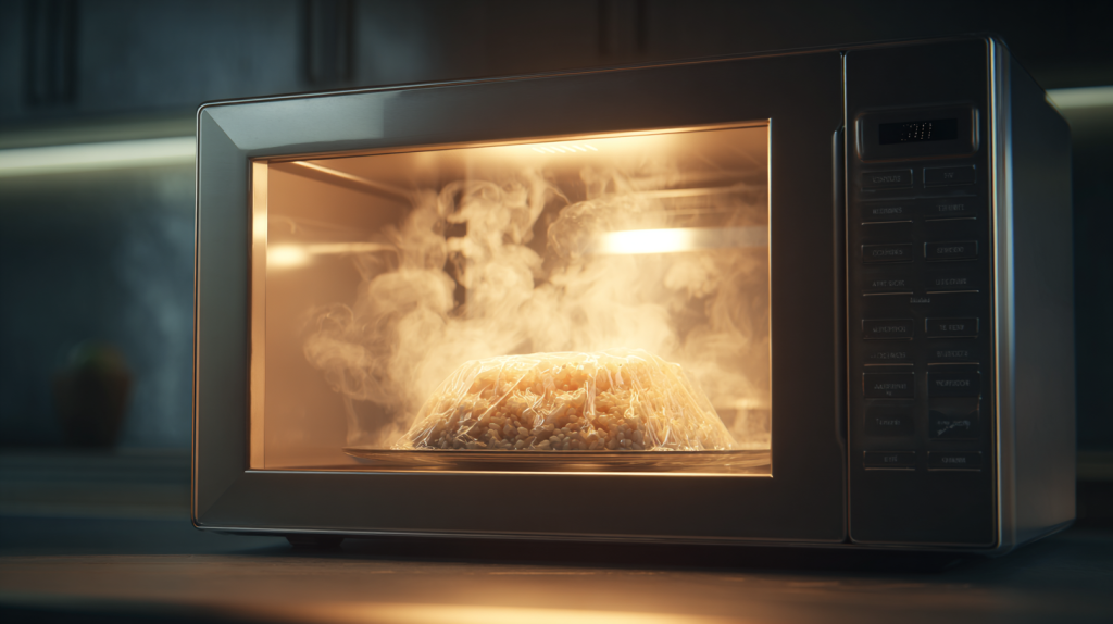 電子レンジで解凍している様子