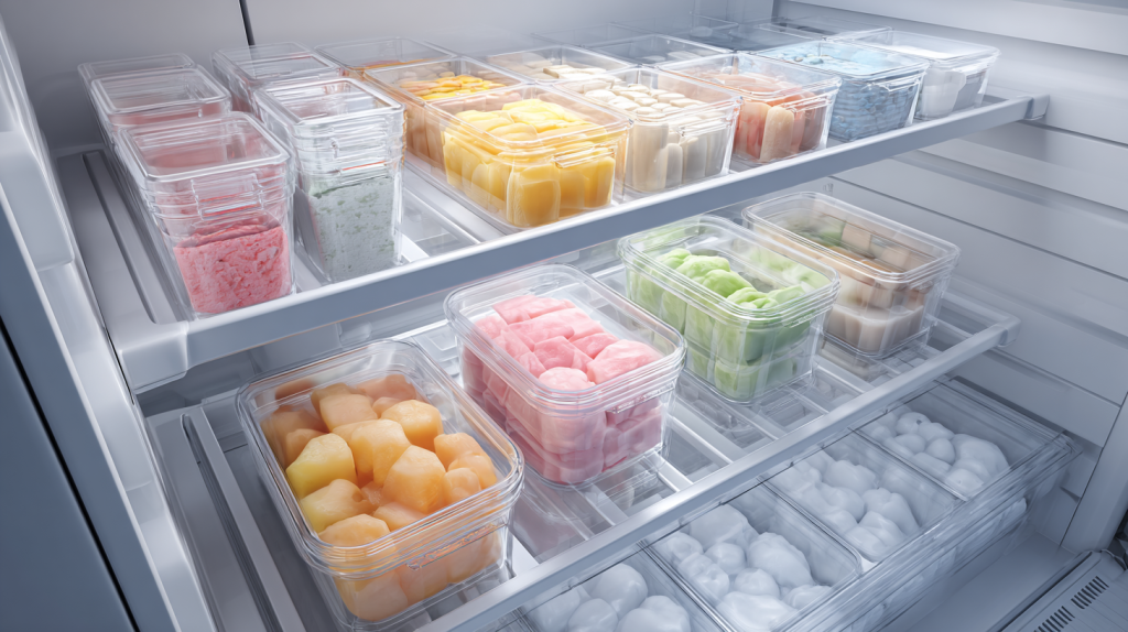 冷凍庫の中身がきれいに整理されている様子