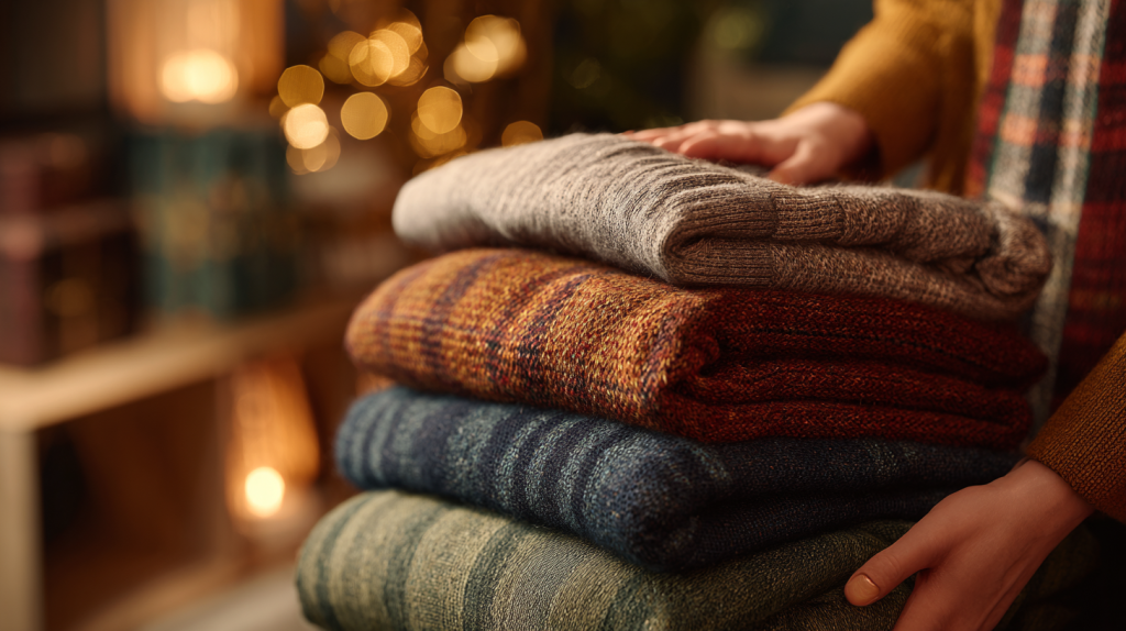 部屋着で重ね着している人