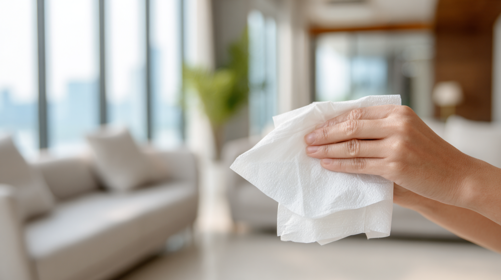 ティッシュ節約の注意点を説明するイラスト