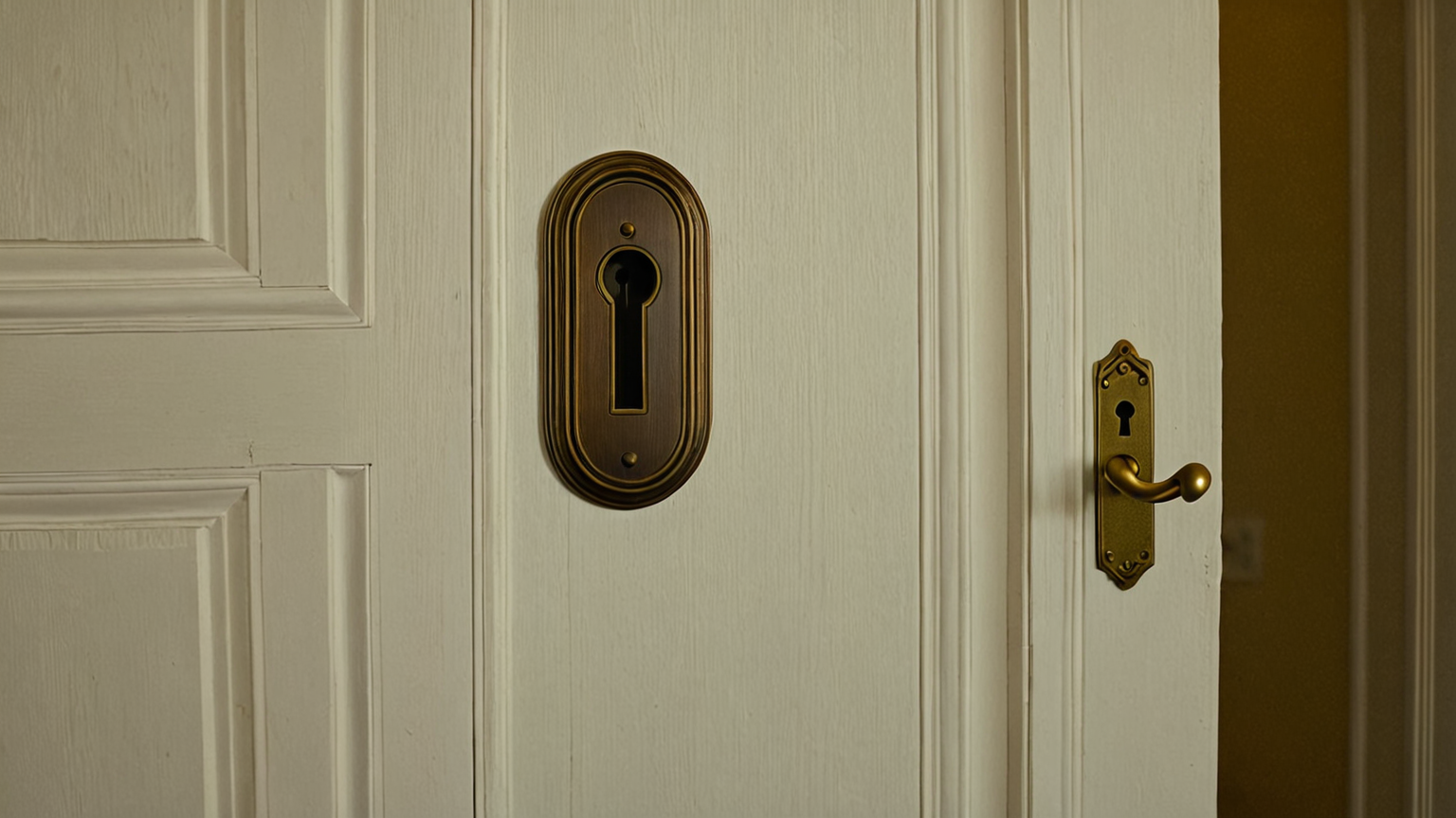 鍵穴を覗く男性の手元