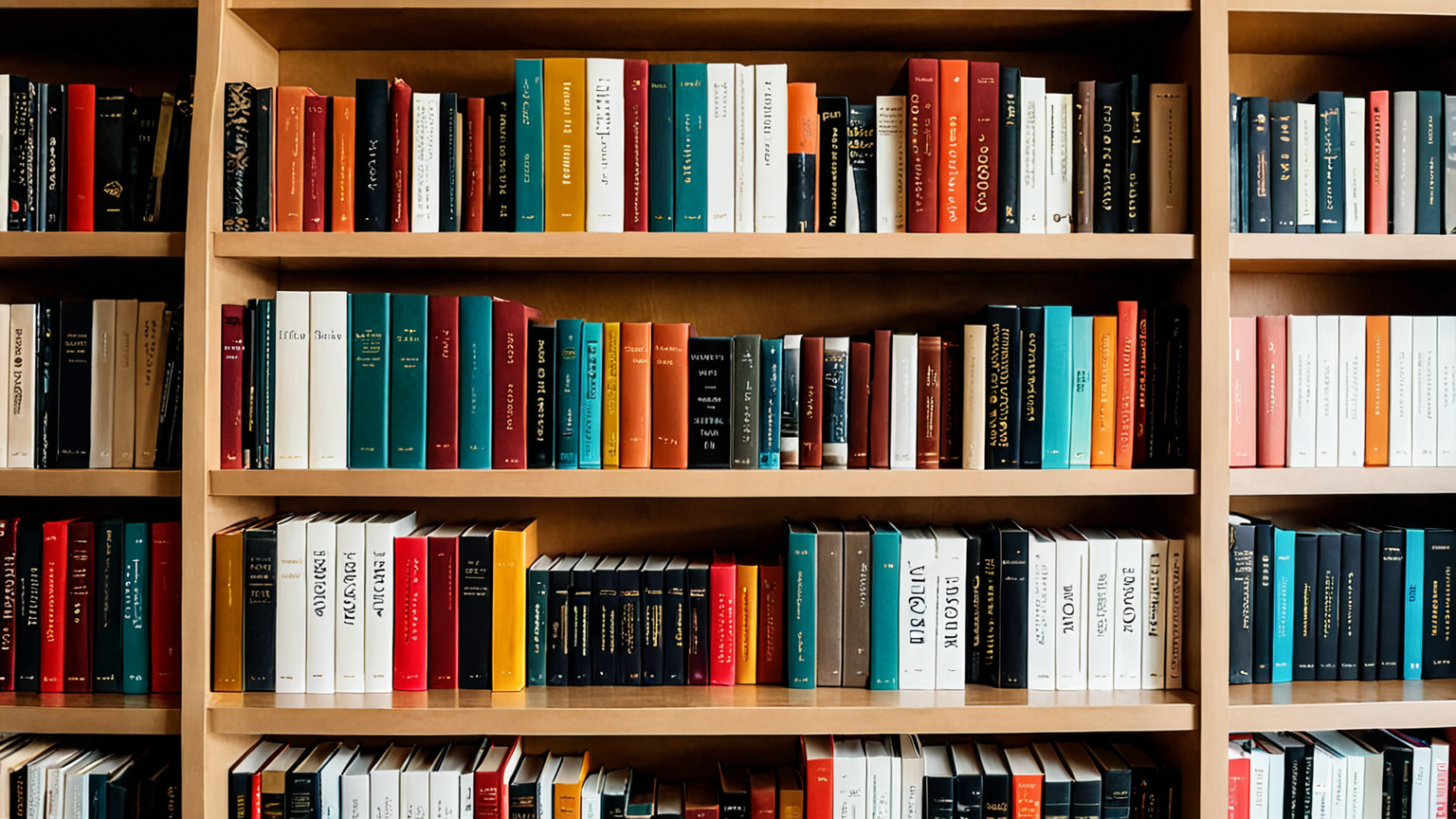 本棚をジャンルごとに整理している様子