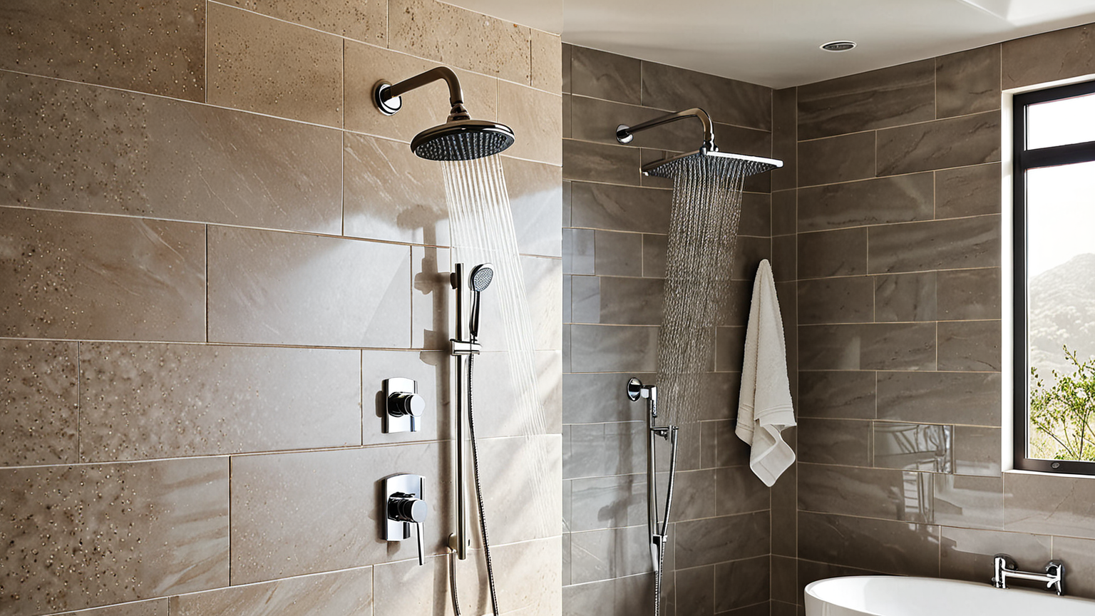 節水シャワーヘッドを使う浴室のイメージ