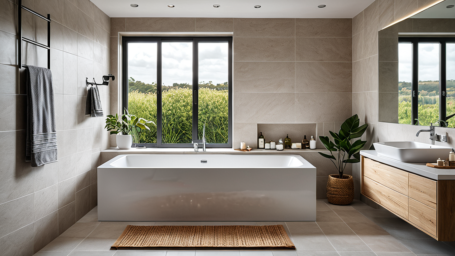 浴槽カバーをかけている浴室の写真