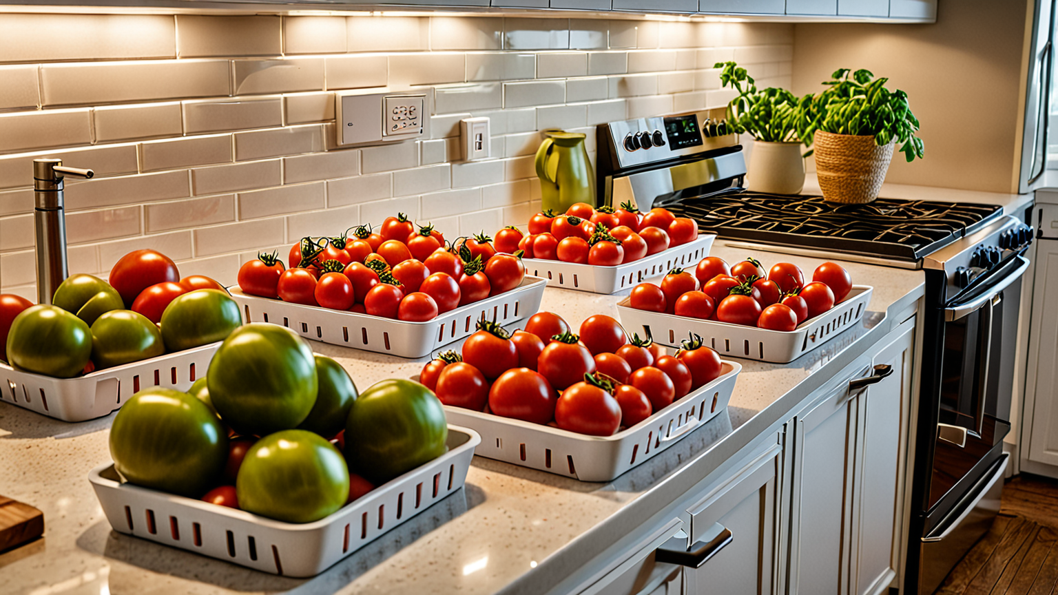 トマトの常温保存と冷蔵保存の比較イメージ