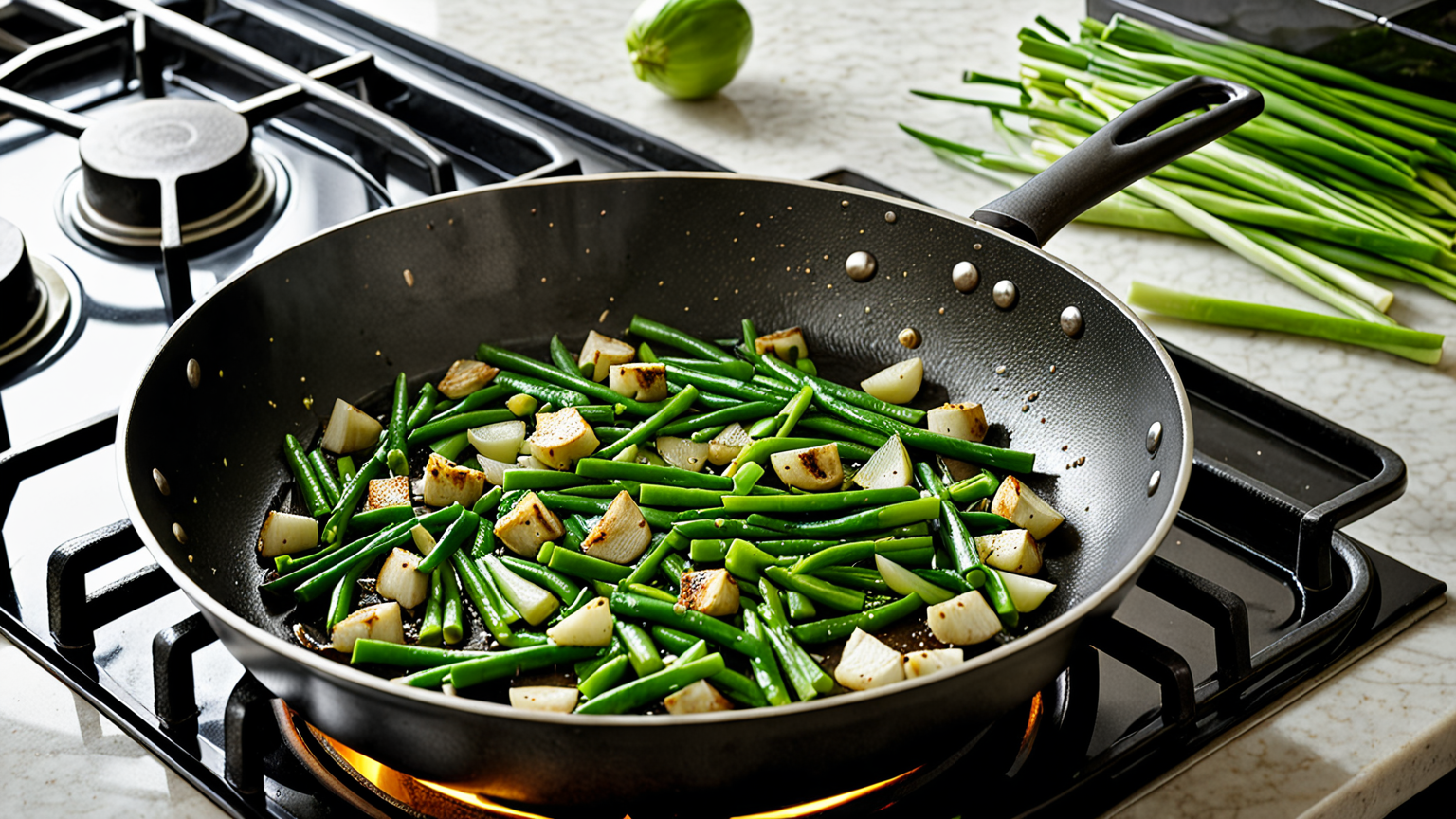 ネギ青い部分を使った炒め物のイメージ