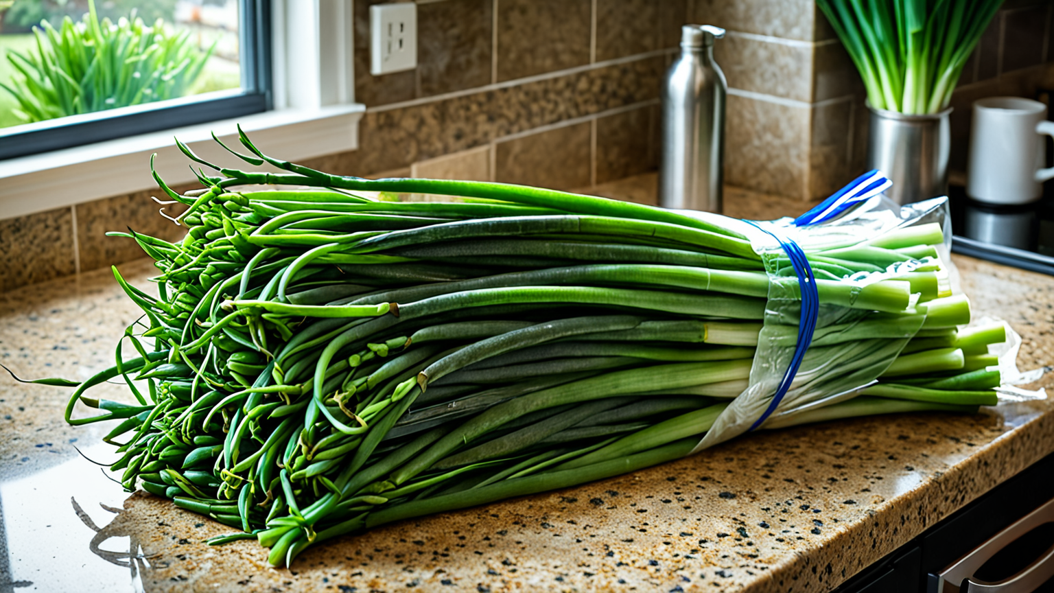 ネギの青い部分をラップで包んだ保存イメージ