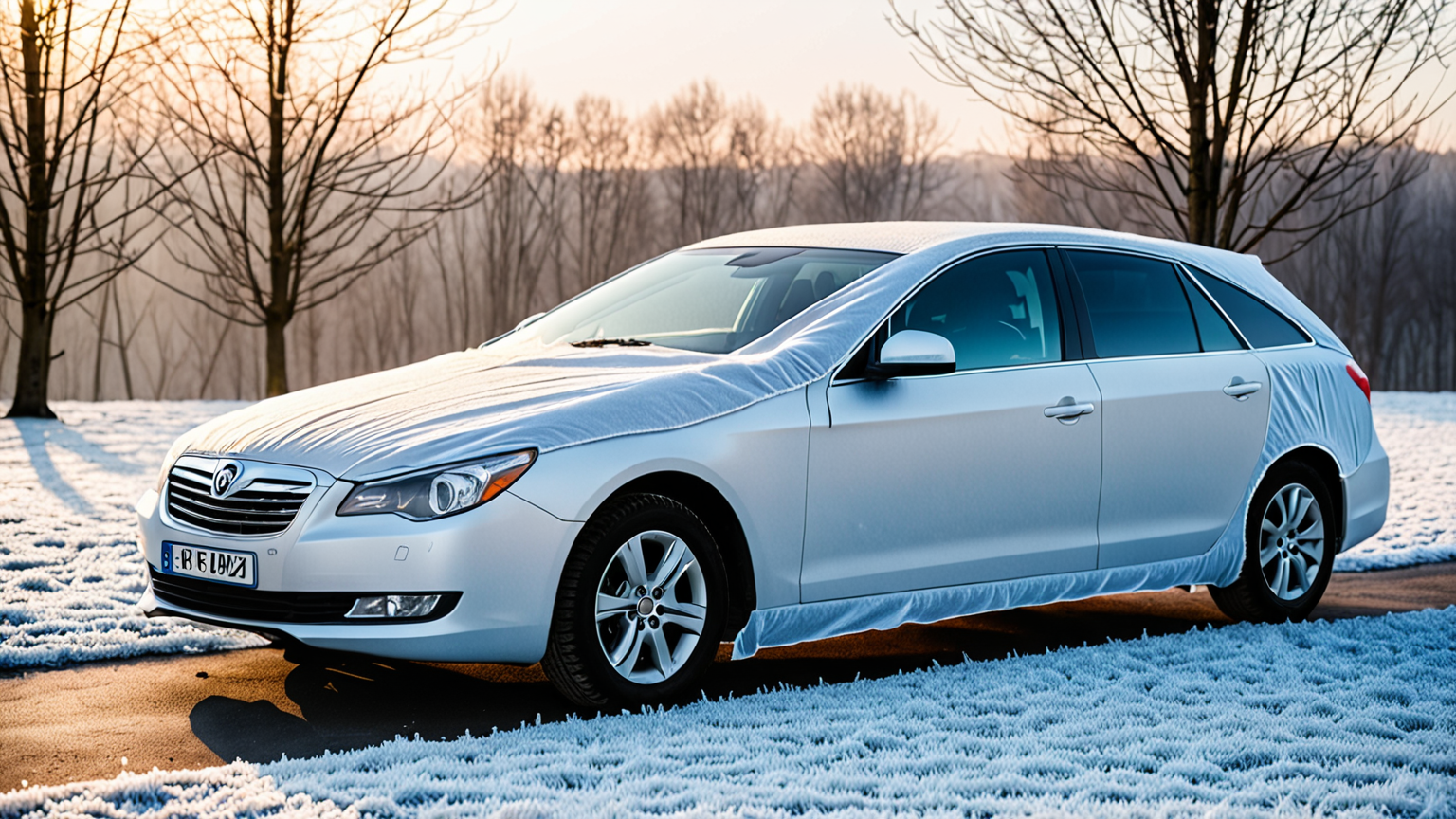 凍結防止シートをかけた車