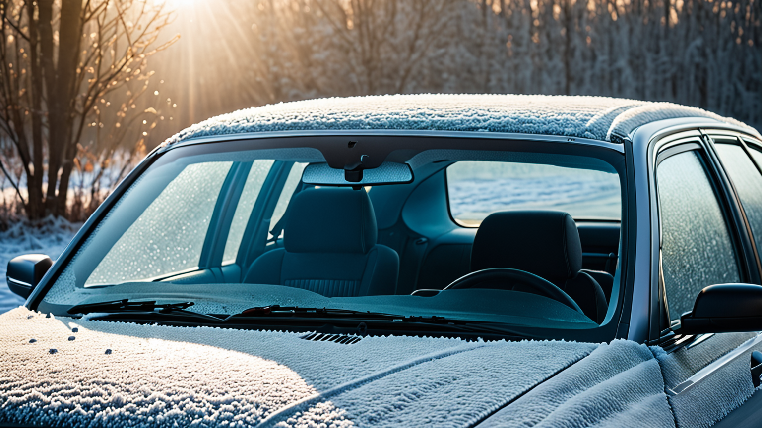 車の霜をスクレーパーで取り除く様子