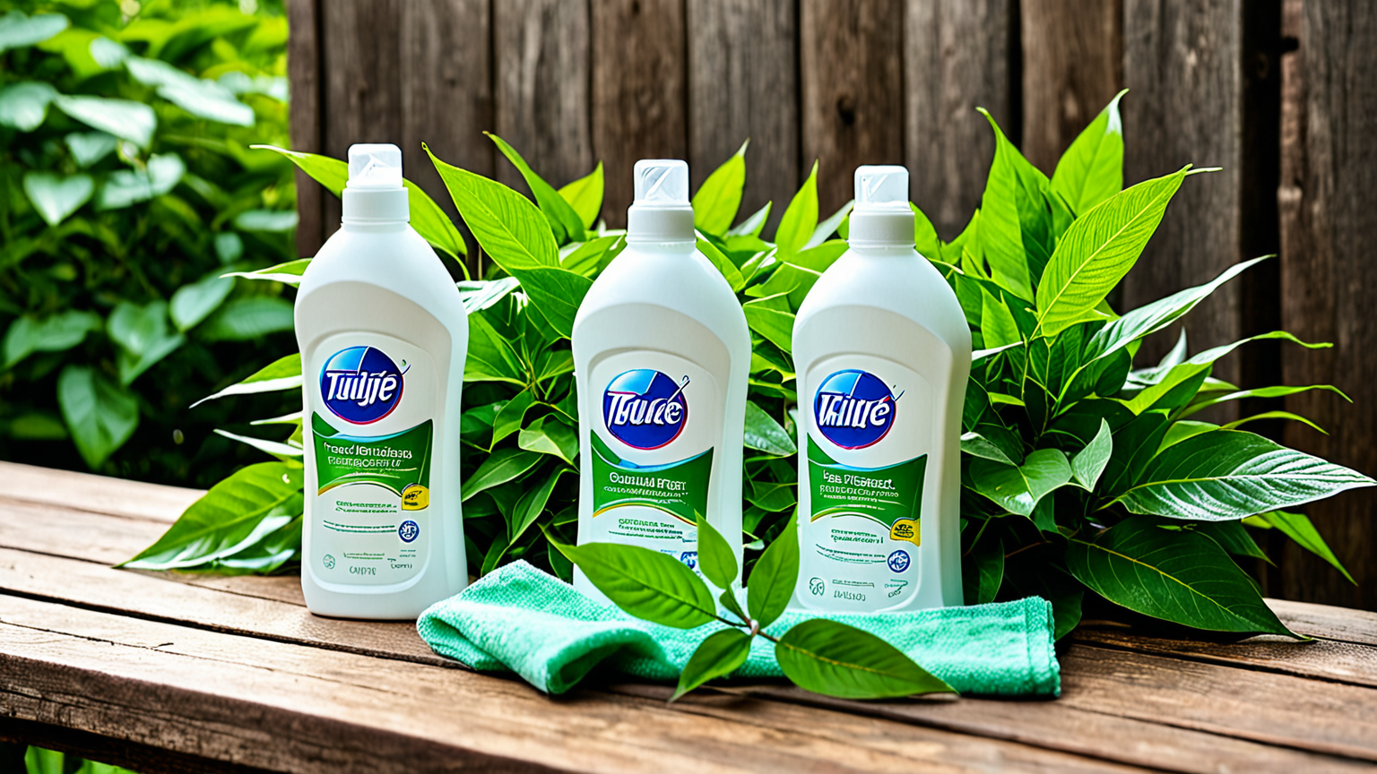 緑豊かな自然と洗剤ボトルのイメージ