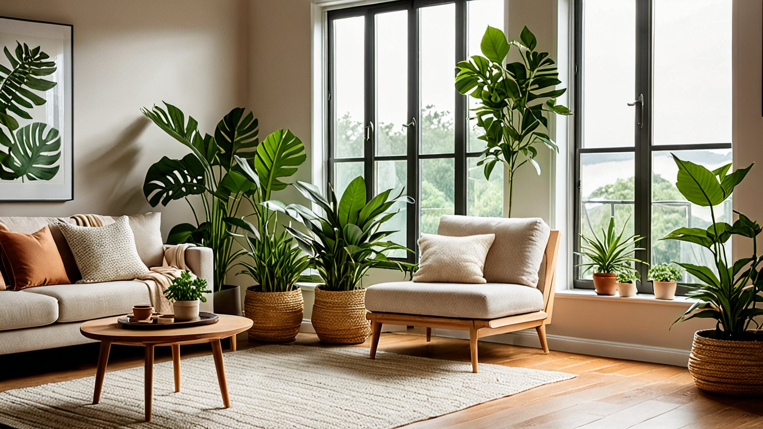 室内で加湿器を使わずに快適に過ごす様子