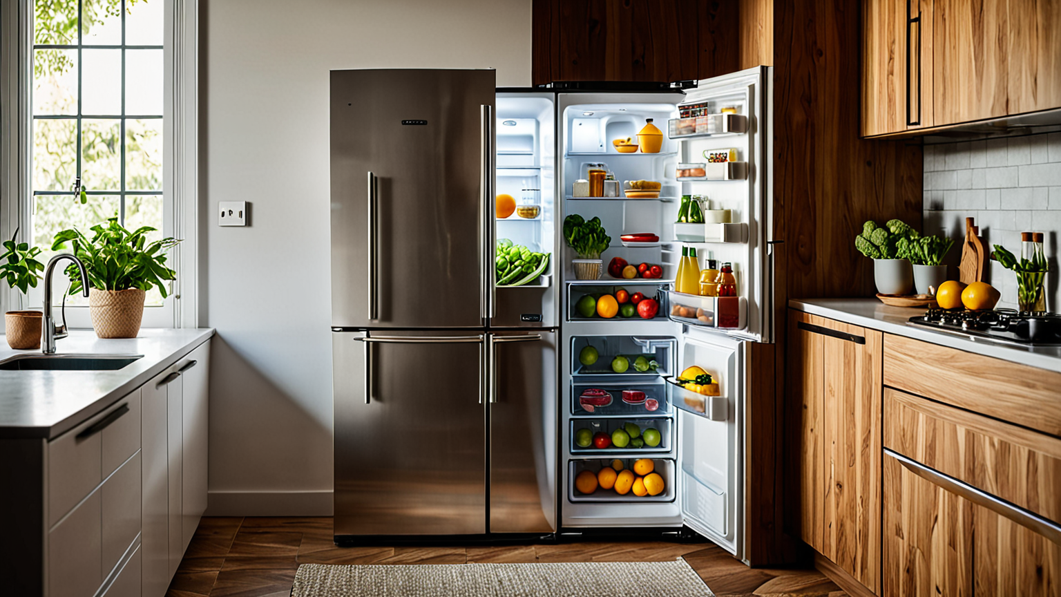 冷蔵庫の温度設定を調整する手元