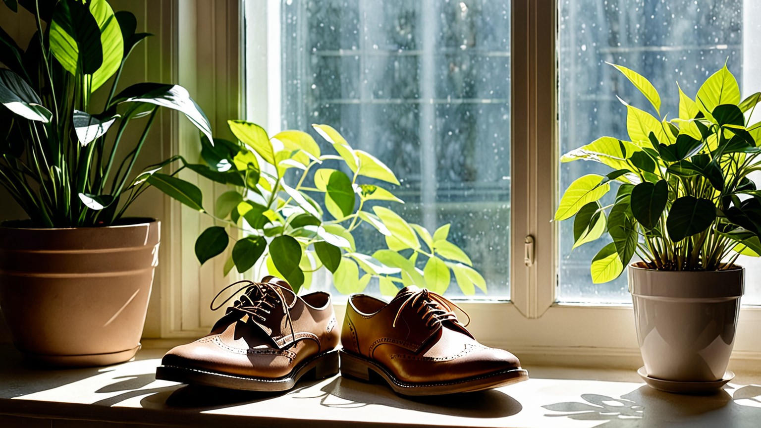 梅雨の靴乾燥とケアのイメージ