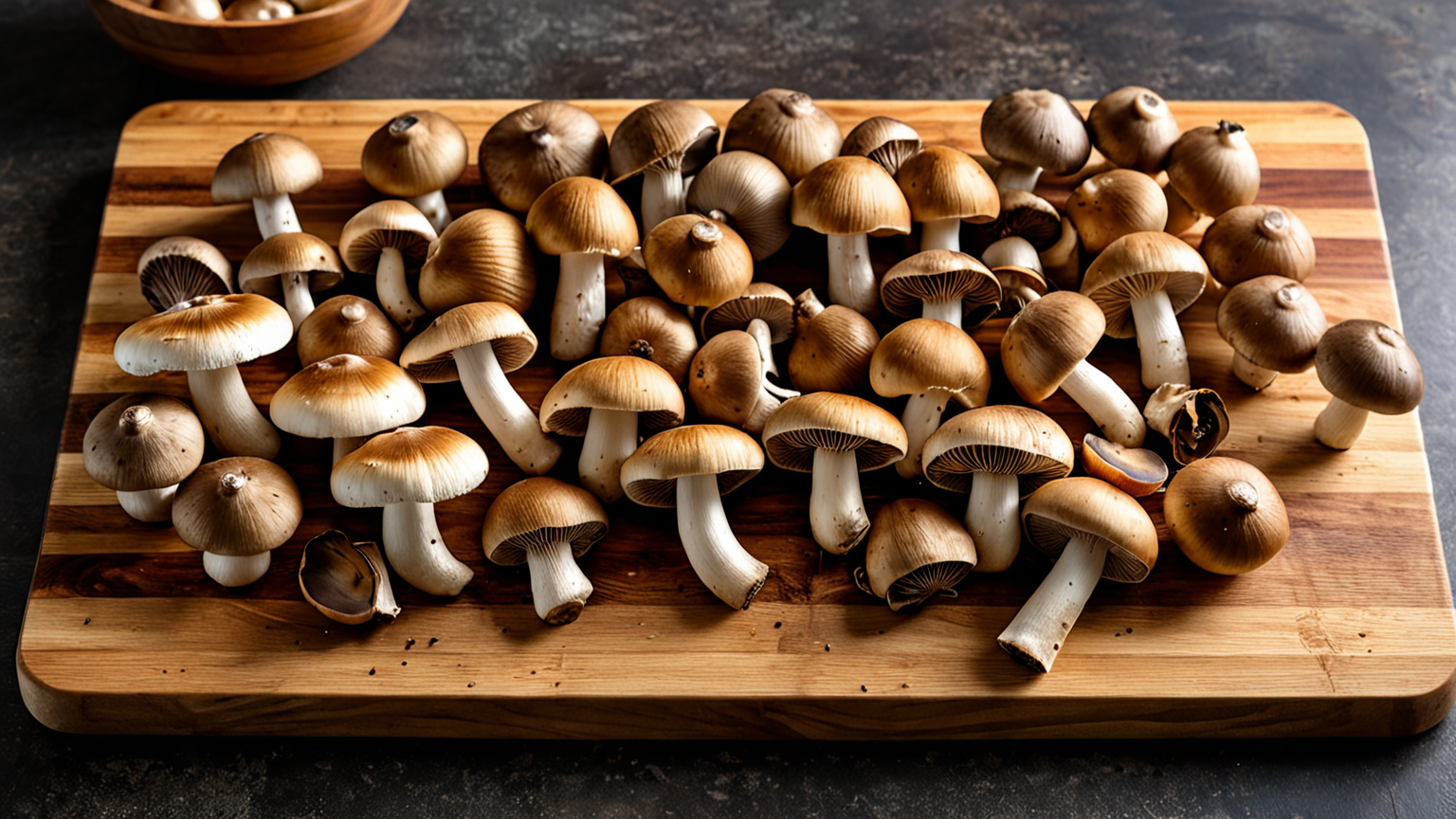 下処理をしたきのこが並んでいる様子