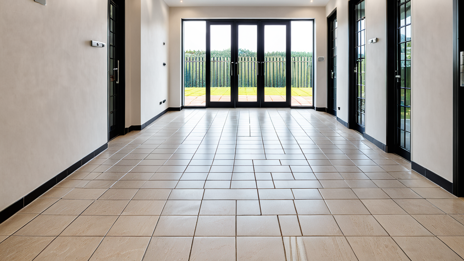 玄関掃除後のきれいなタイル