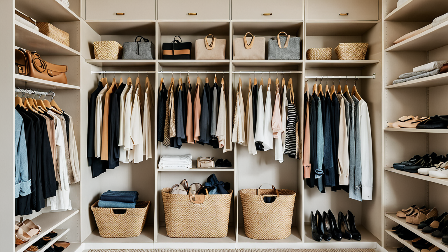 種類別にきれいに収納された服