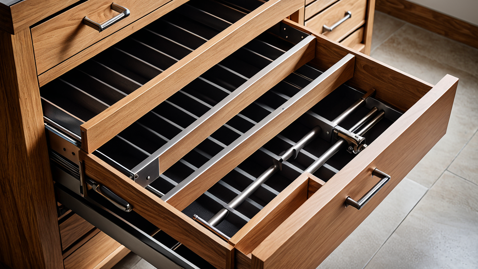 引き出しのレール部分の拡大写真