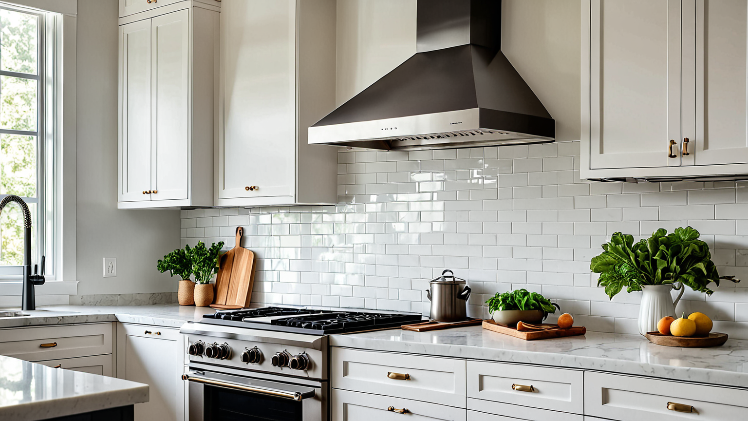 キッチンで換気扇の表面を拭いている手元