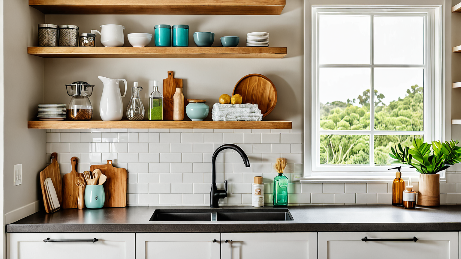 掃除用具が整ったキッチン