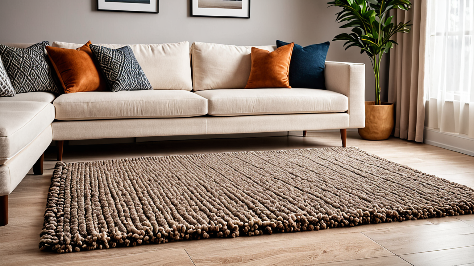 ホットカーペットの上にラグを敷く様子