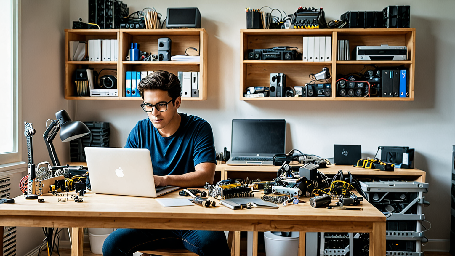 メンテナンスしているパソコンユーザー