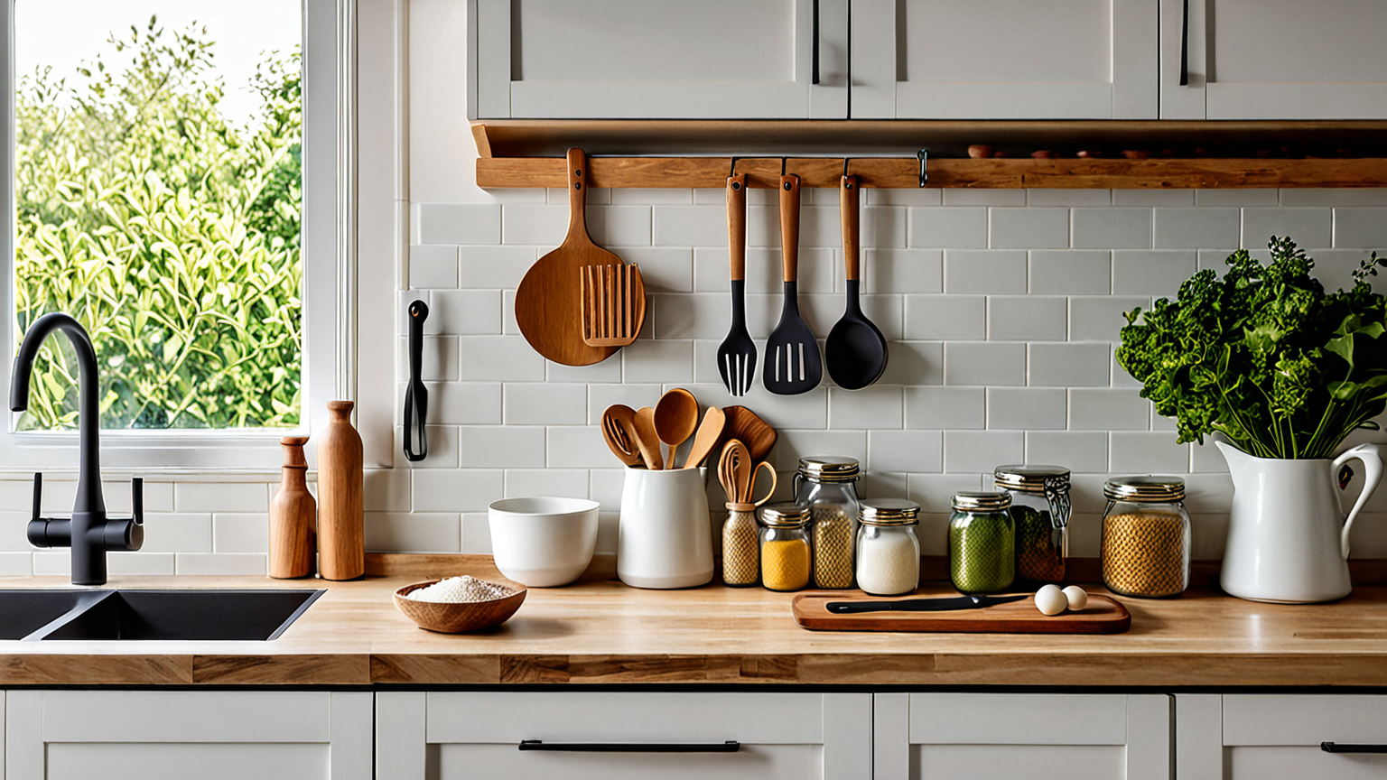 清潔なキッチンでの調理風景