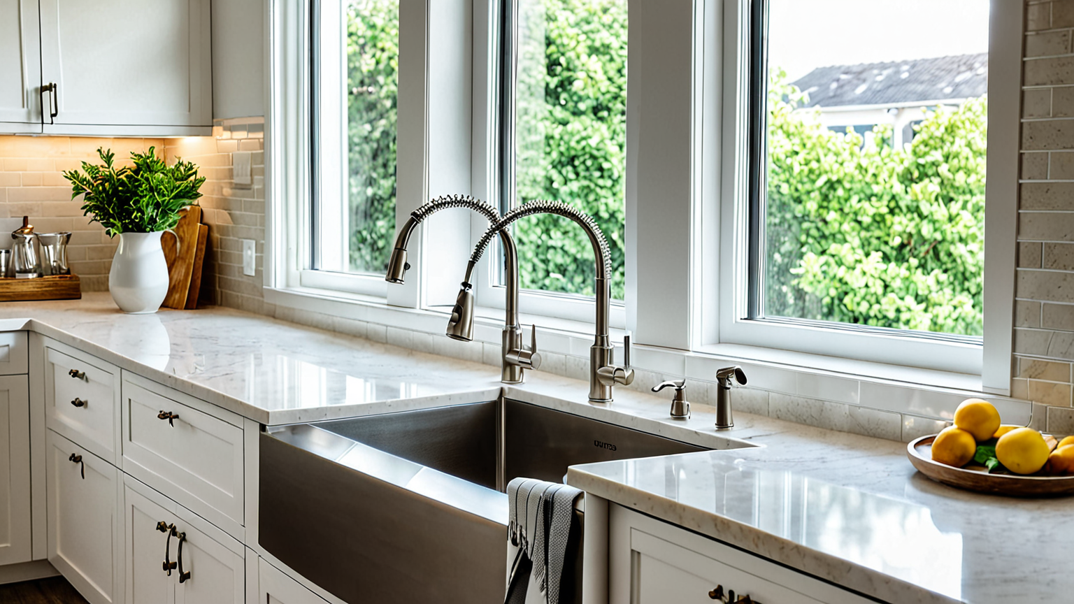 清潔に洗った手とキッチン