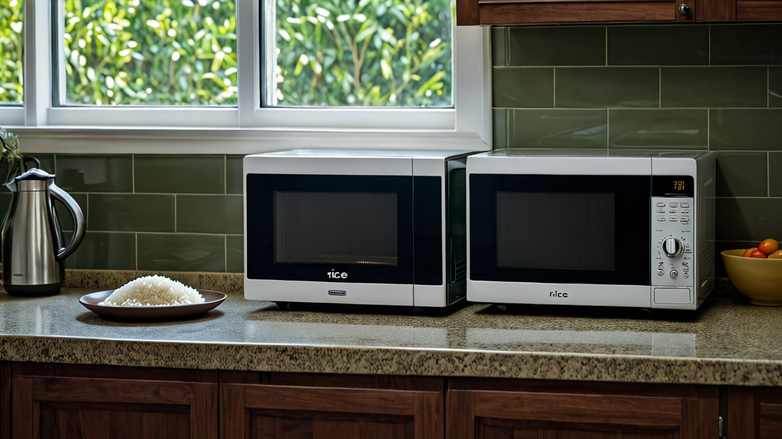 電子レンジでご飯を温める様子