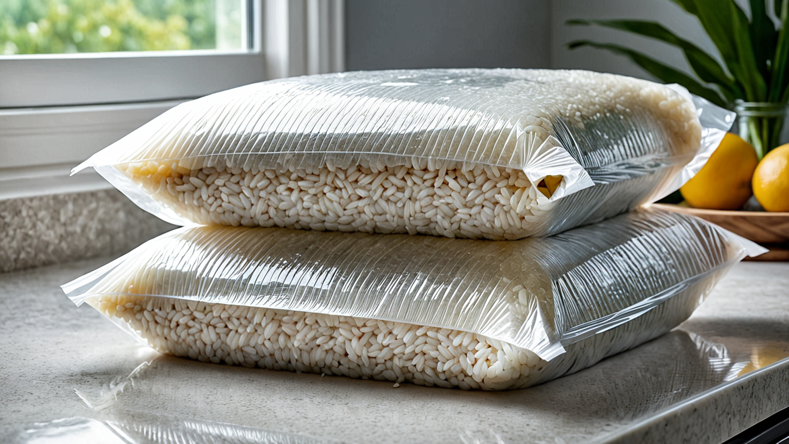 ラップで包まれた冷凍ご飯
