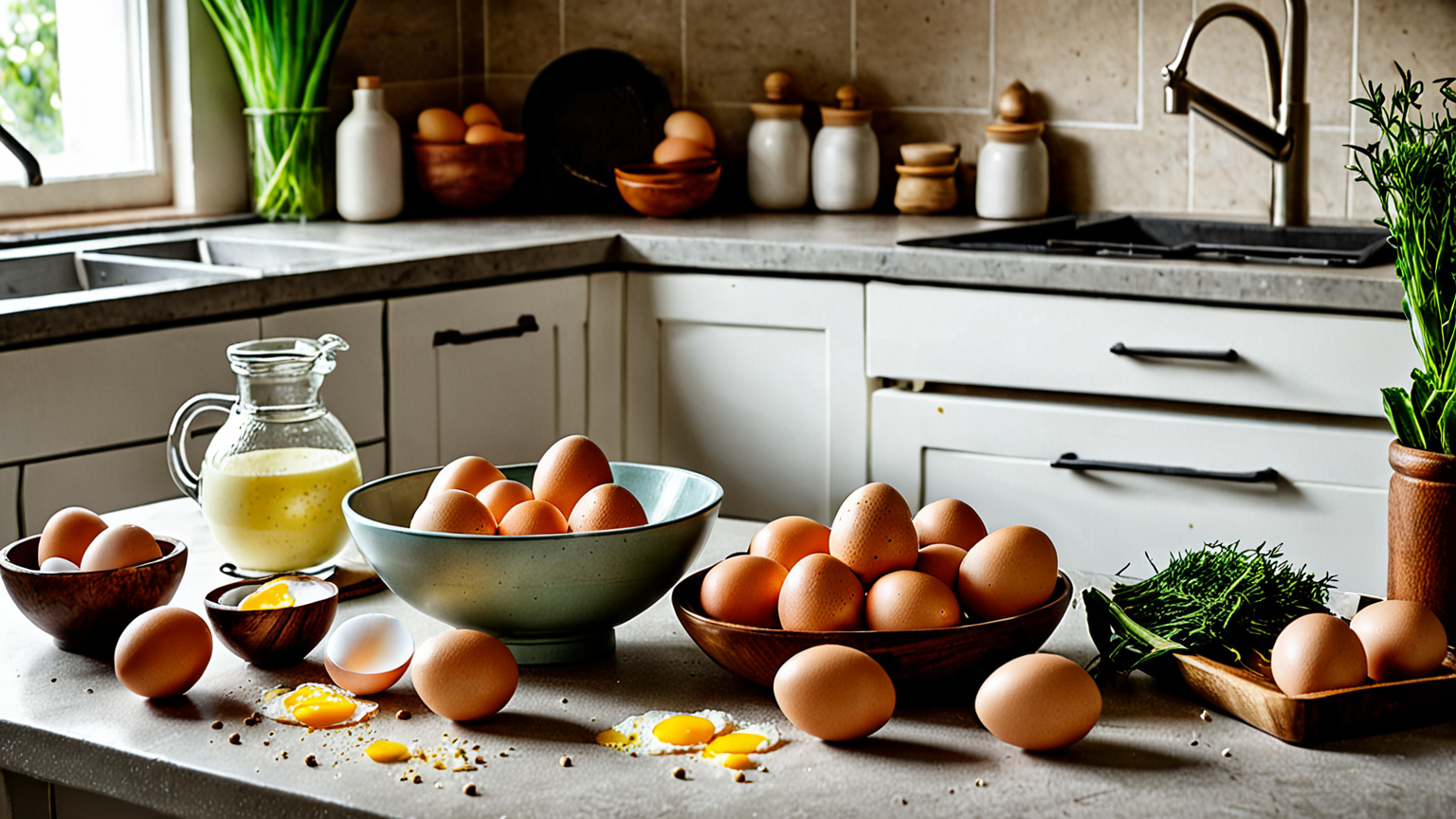 卵を割って溶いている様子