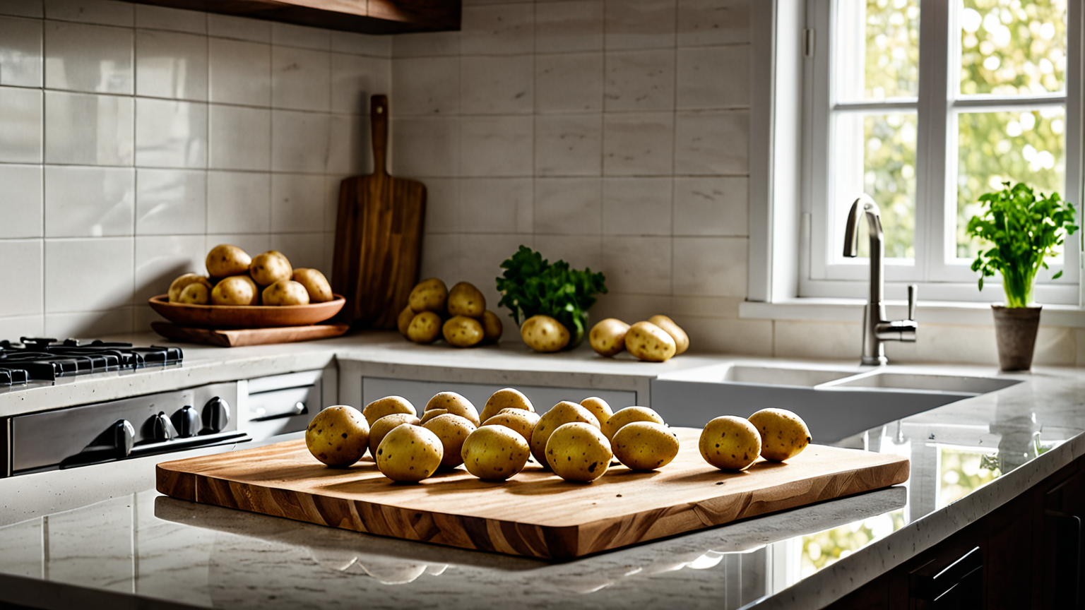 じゃがいもの芽を包丁で丁寧に取り除く様子