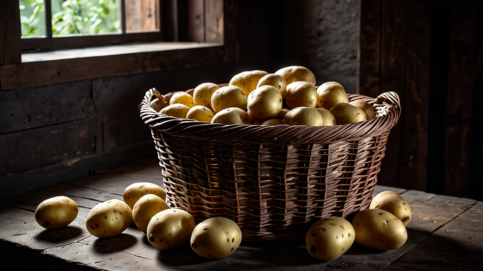 風通しの良い暗い場所で保存されたじゃがいも
