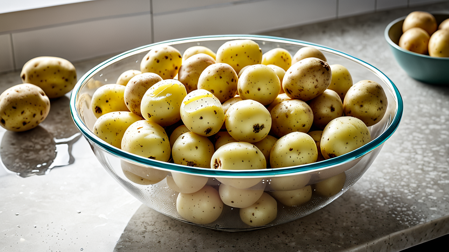 じゃがいもを水にさらしている様子