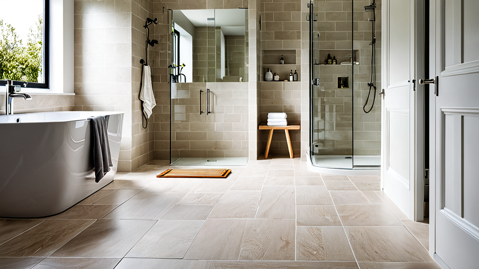 きれいに掃除された浴室の床