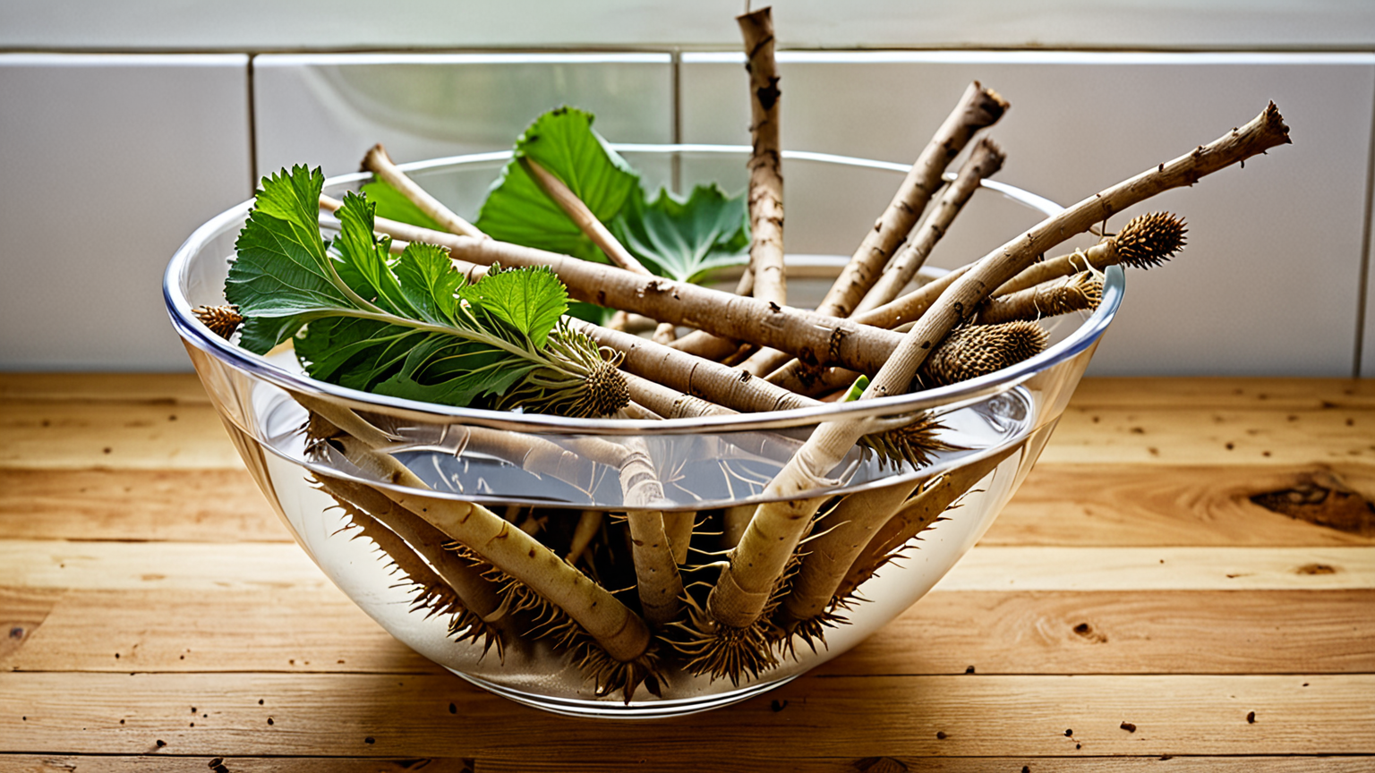 ごぼうのアク抜き方法のイラスト