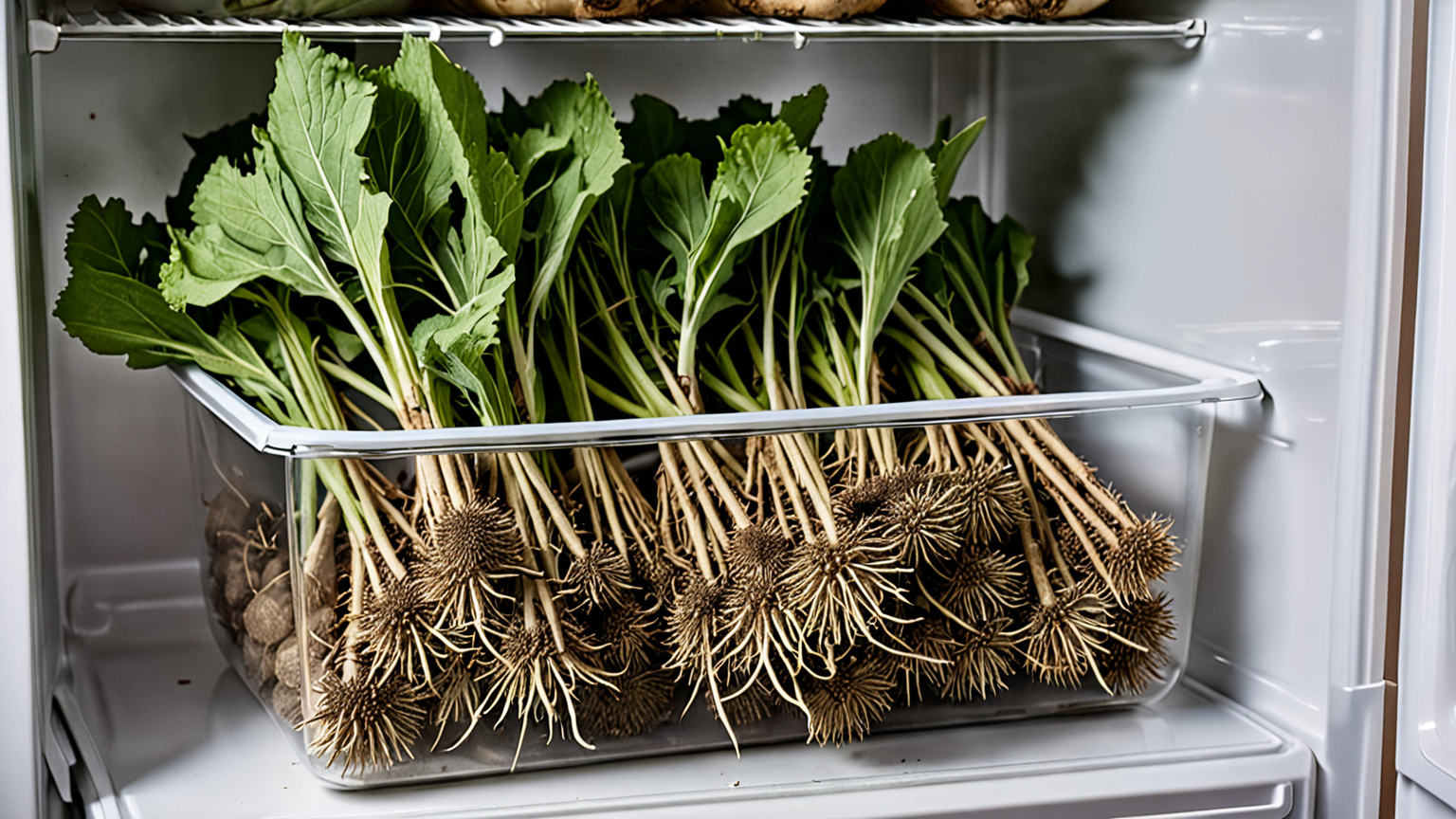 ごぼうの冷蔵保存の様子