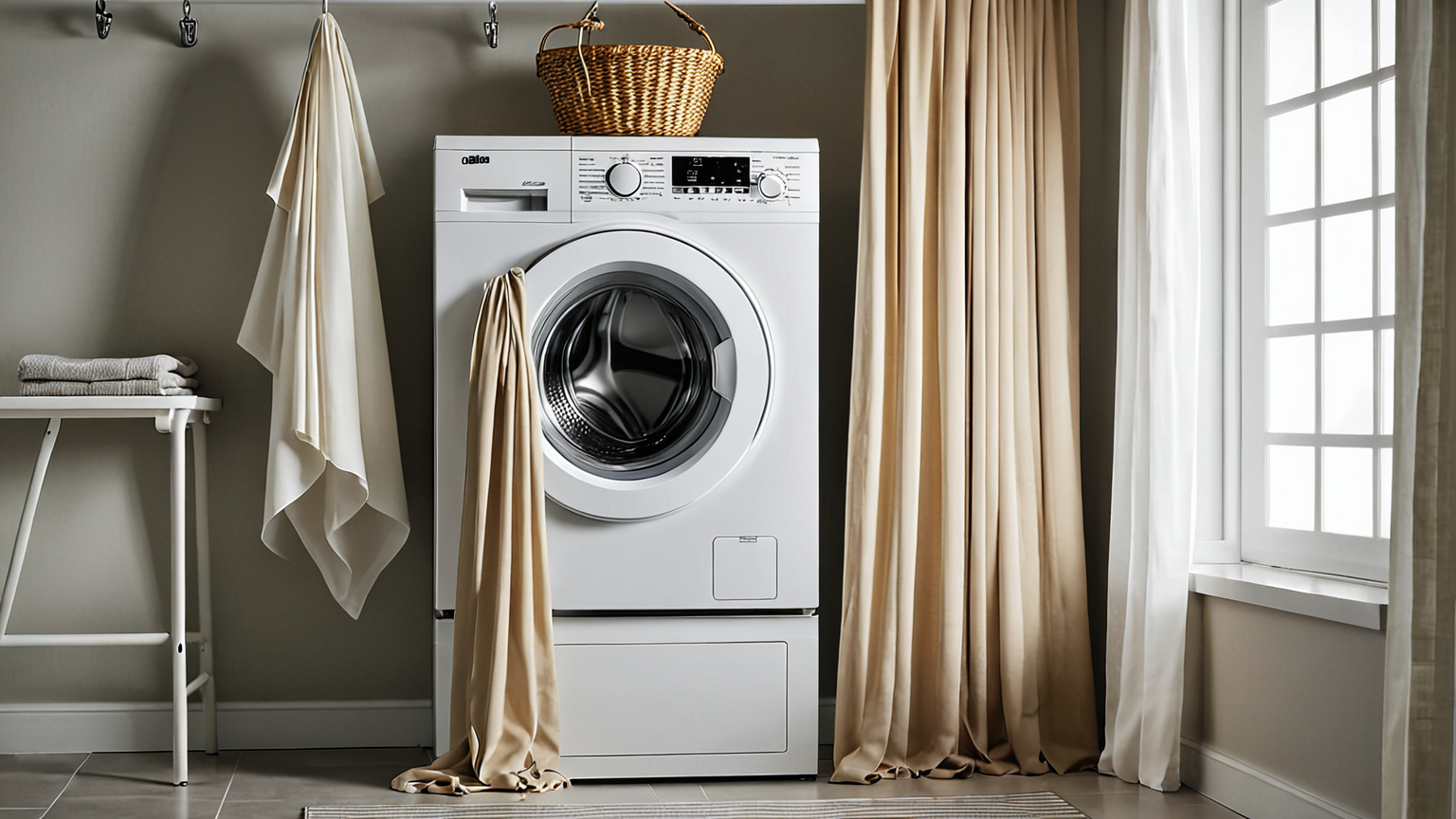 フックをつけたまま洗濯機に入ったカーテン