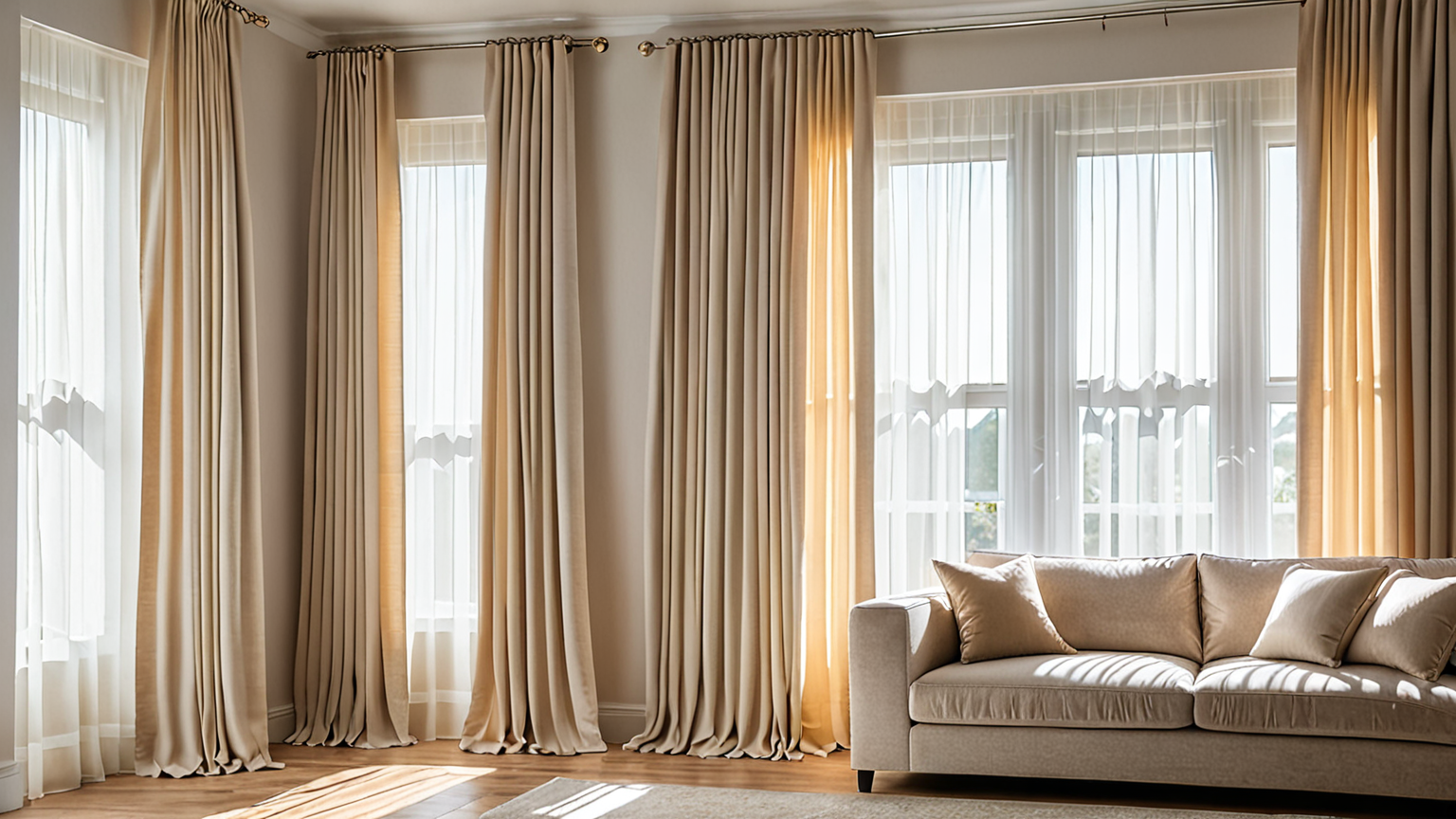 カーテンの汚れをチェックしている様子