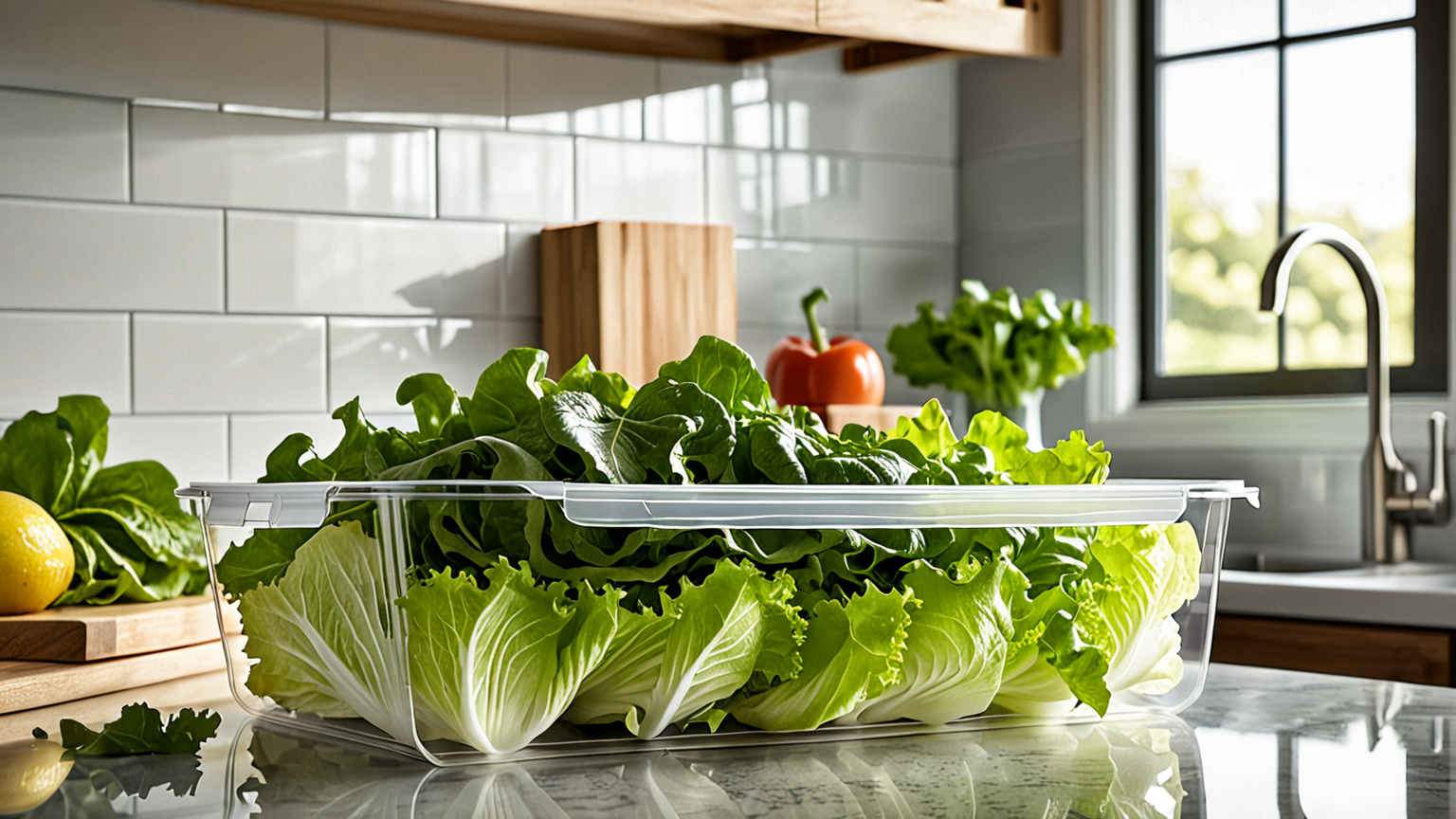 保存容器にセットされたレタスの芯