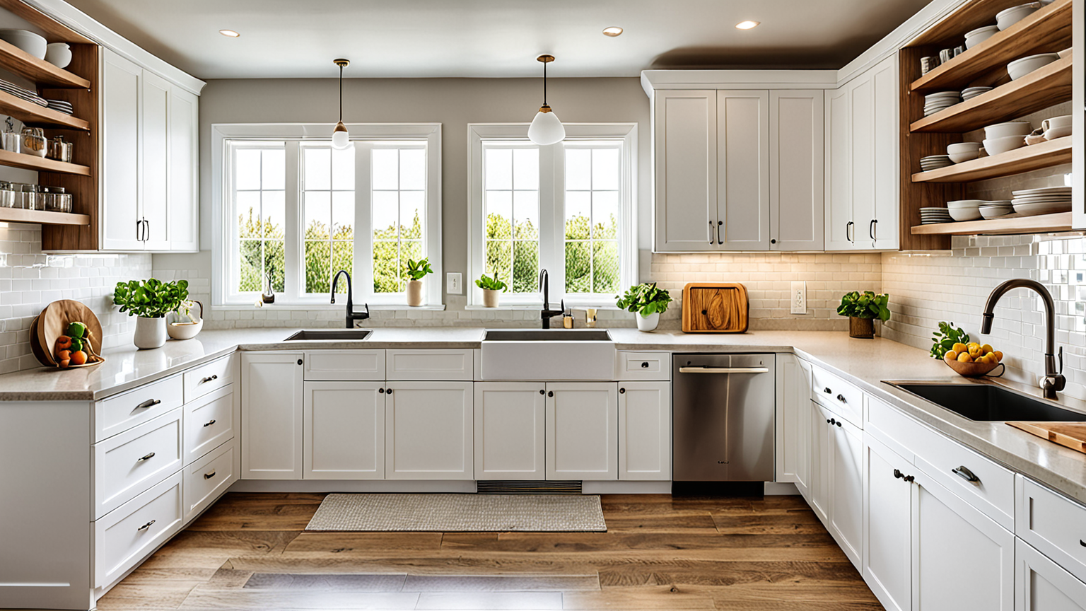 清潔に保たれたキッチン全体の様子