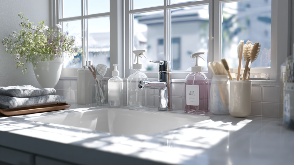 洗面台用の洗剤と掃除グッズ