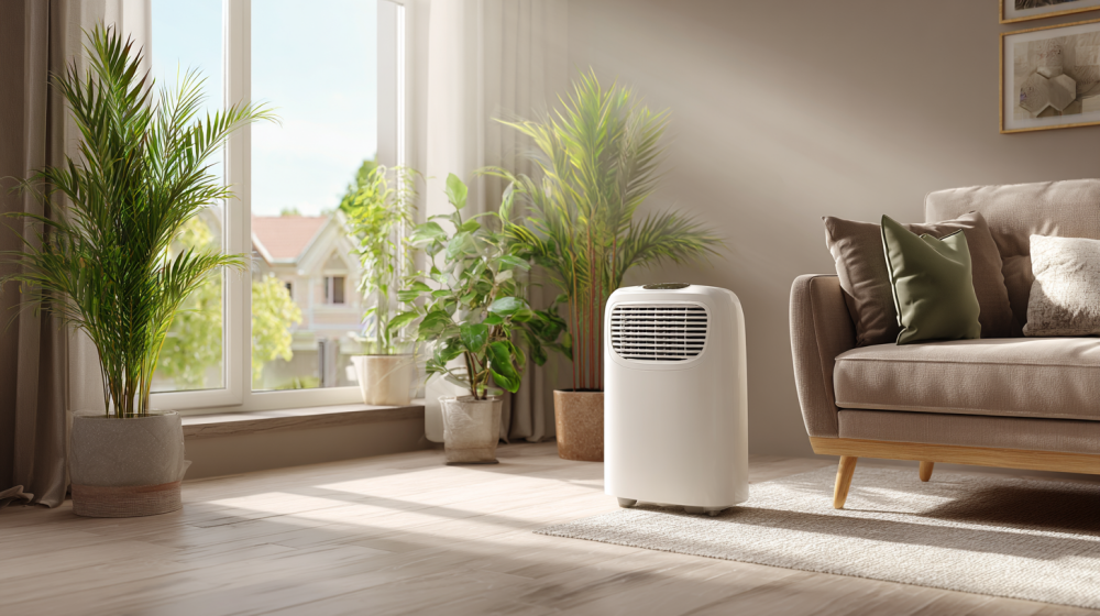 除湿機や換気扇を使う家庭の様子