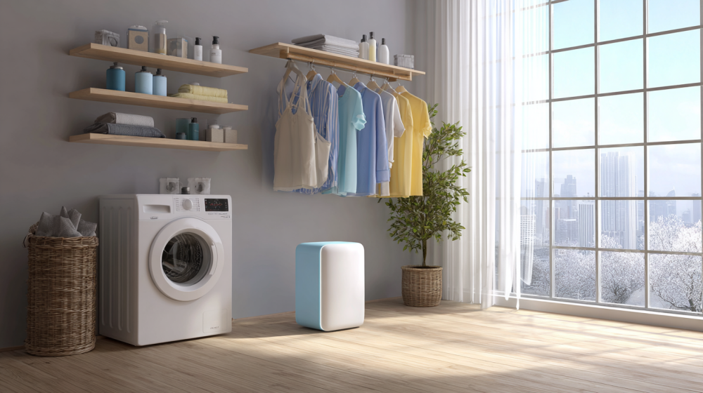 除湿機や消臭グッズを使う様子のイメージ