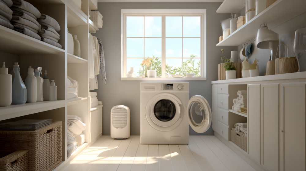 洗濯機周辺の湿気対策の様子