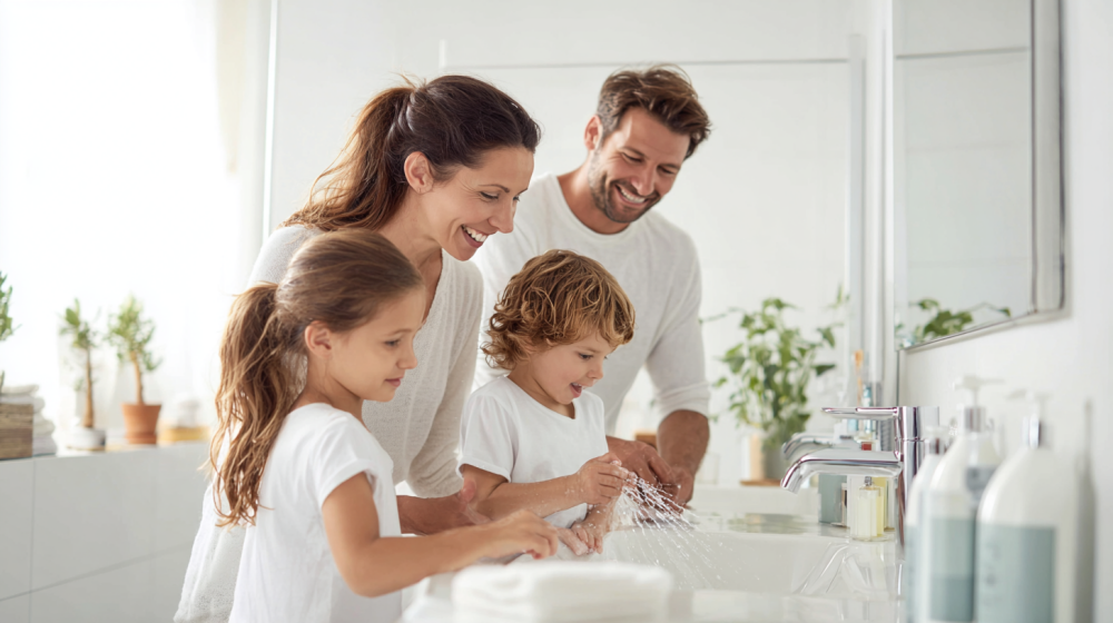 家庭の節約を楽しむ家族の様子