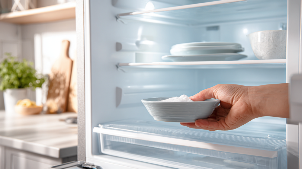 冷蔵庫 臭い 取り方 重曹を実践している様子