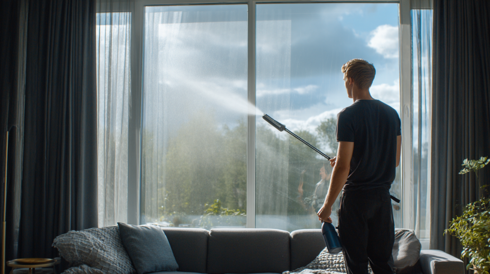 生活の中で網戸掃除を活用している様子